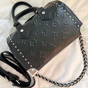 Speedy Trunk Black Embossed Leather Handbag